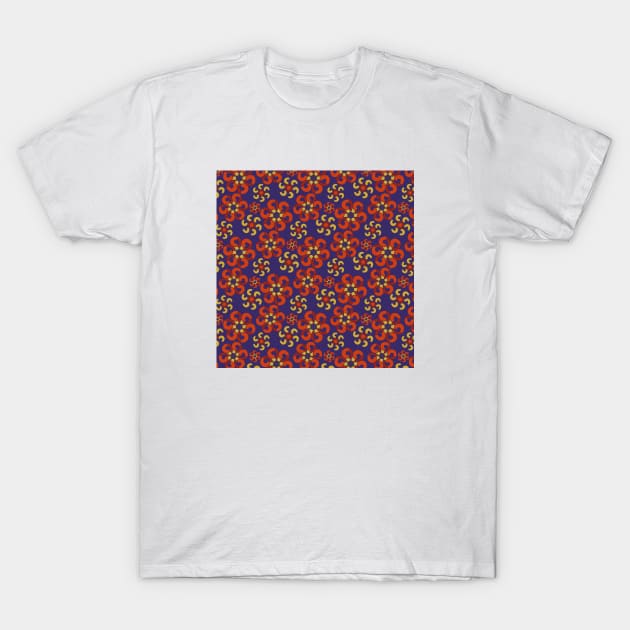 Purple & Orange Floral Pattern T-Shirt by FloralPatterns